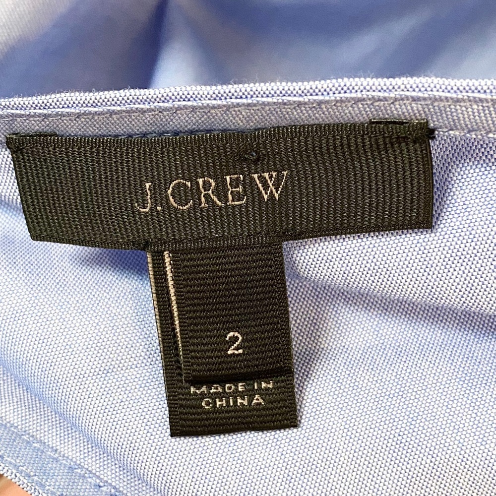 J. CREW Oxford Cotton Tie Bow Back Top Blouse 2 - Picture 5 of 7